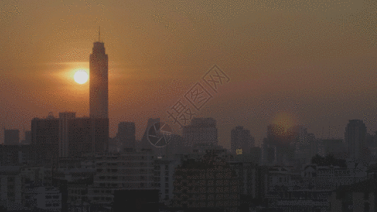 泰国曼谷城市中心黄昏日落延迟拍摄GIF图片