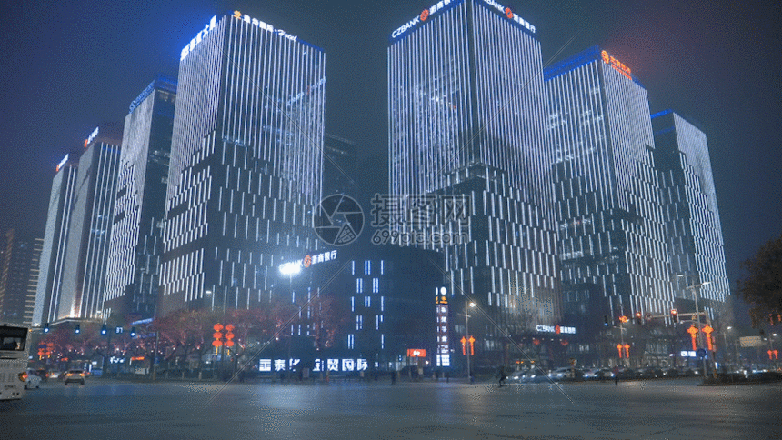 城市夜晚延时GIF图片