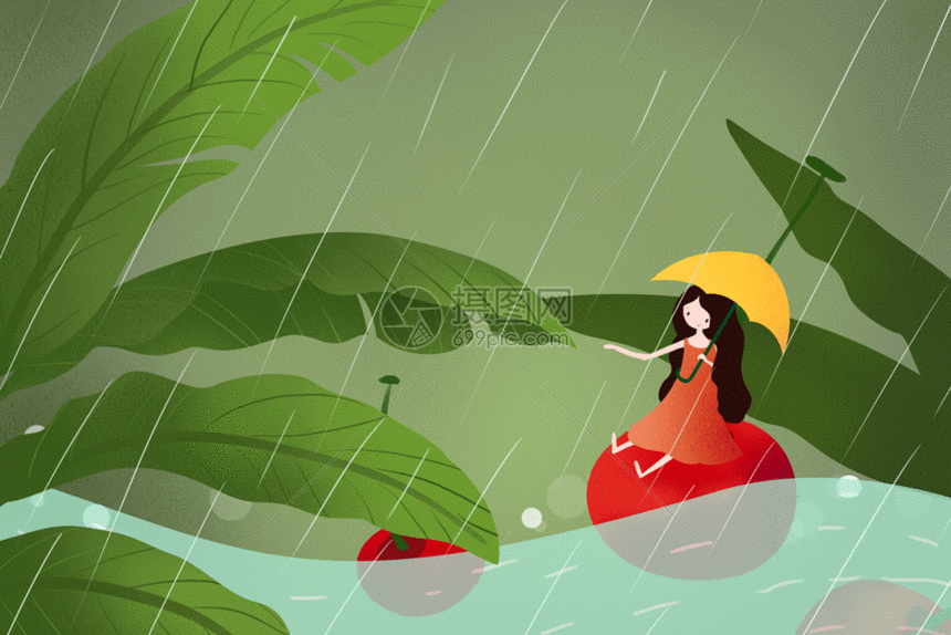 初夏湖水上漂流的女孩gif