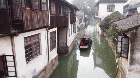 江南水乡旅行江南水巷小桥流水GIF高清图片