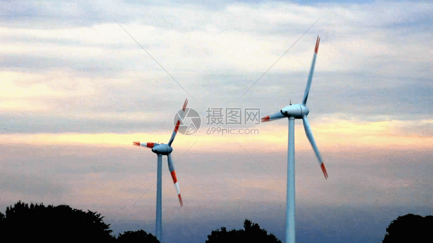 发电风车转动实景拍摄gif