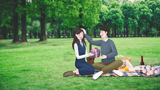 情侣野餐图片