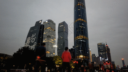 广州车牌广州花城广场建筑延时视频素材GIF高清图片