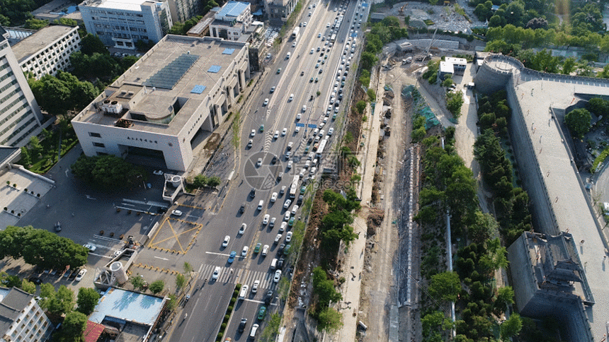 摄图网已获得 建设中的西安街景航拍原始素材gif正版授权采用