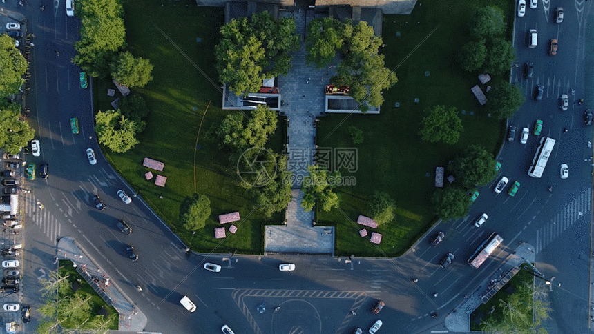 西安南门里俯拍原始素材gif动图图片-正版gif素材401116078-摄图网