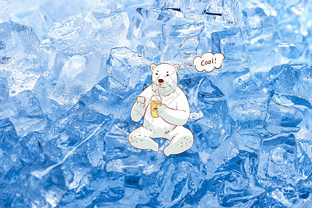 北极熊喝冷饮图片