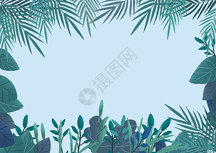 丛林手绘绿色植物插画设计图片
