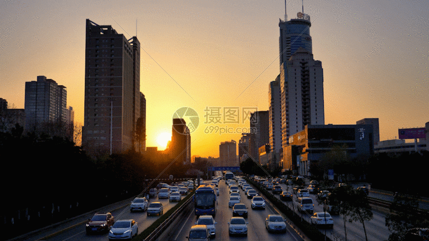gif动图 实景动图  实拍夕阳下城市镜头gif.,gif