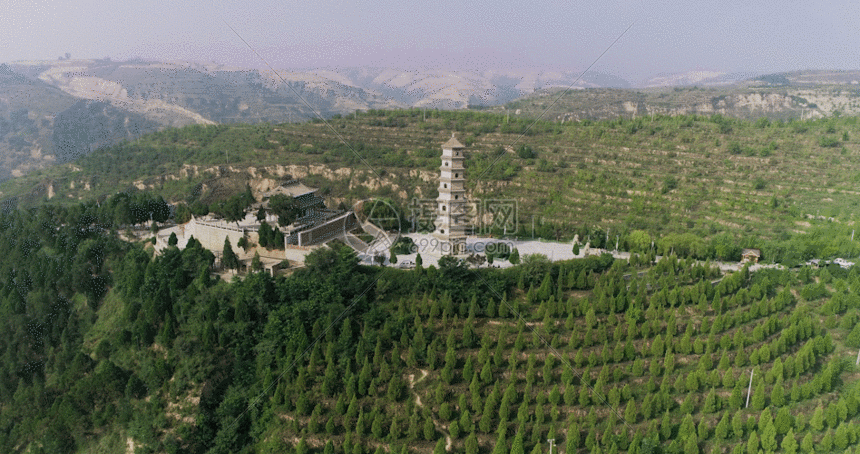 gif动图 实景动图  陕西清涧笔架山4k航拍gif.