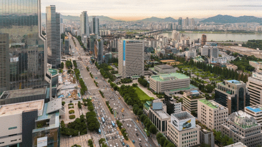 黑夜白天拍摄城市白天到黑夜GIF高清图片