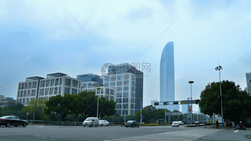 苏州中心地标建筑延时交通gif动图图片-正版gif素材401122096-摄图网