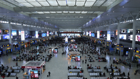 机场航站楼上海虹桥火车站GIF高清图片