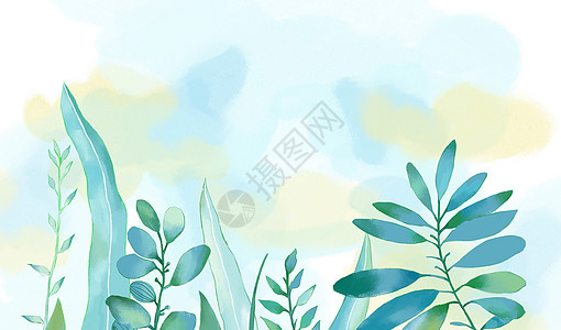 绿色植物插画夏季树叶设计图片