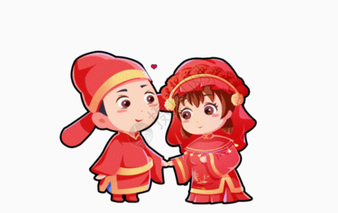 矢量光晕中国风q版结婚新人gif高清图片