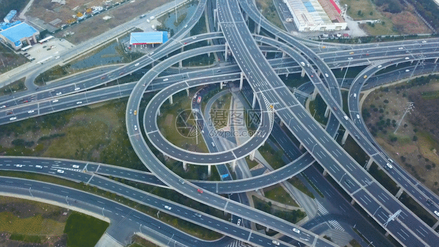 航拍立交桥高架交通GIF图片