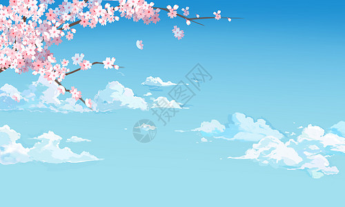 蓝天樱花春天樱花背景设计图片