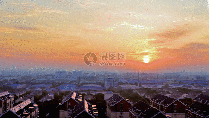 gif动图 实景动图  城市日出延时摄影gif.,gif