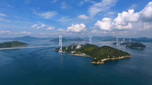 航拍日本跨海桥梁GIF图片
