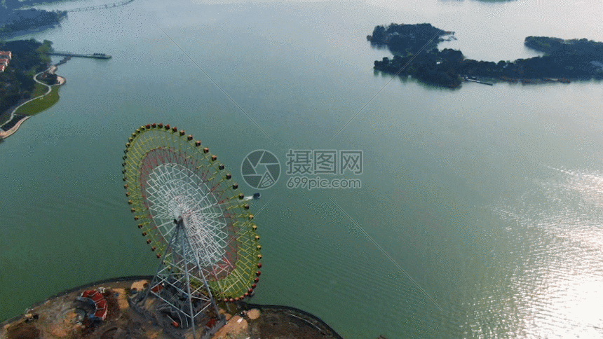 gif动图 实景动图  航拍苏州金鸡湖摩天轮gif.gif