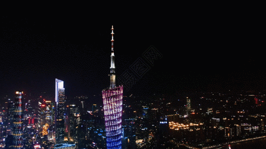 繁华城市建筑广州塔灯光GIF高清图片