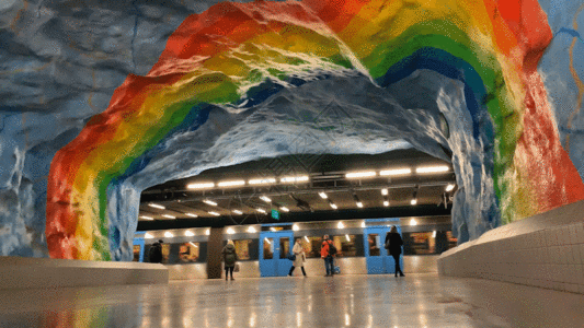 交通方式具有艺术感的城市地铁站GIF高清图片