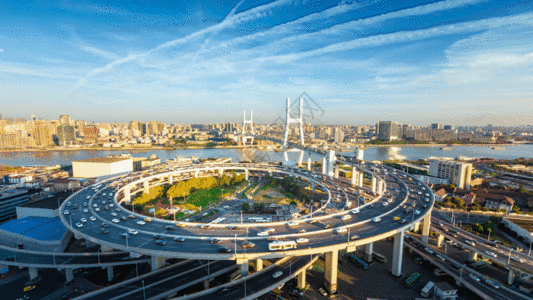 景观道路上海南浦大桥延时摄影GIF高清图片