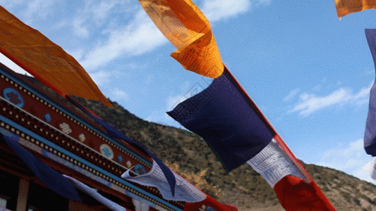 西藏经幡高速摄影GIF图片