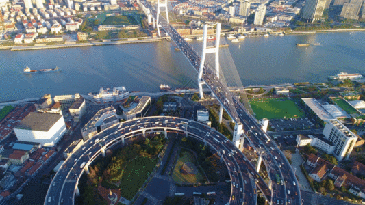 高架桥车流航拍GIF图片