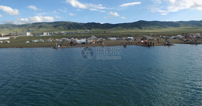 青海湖夏季航拍视频gif动图图片-正版gif素材401147450-摄图网