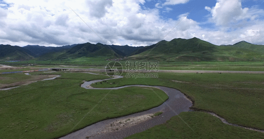 甘肃甘南红原草原航拍视频gif动图图片-正版gif素材401147467-摄图网