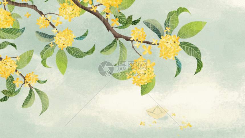 水彩桂花gif动图图片-正版gif素材401147498-摄图网