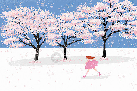 樱花树插画图片