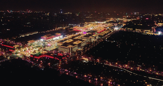 西安大唐不夜城航拍4K合集GIF图片