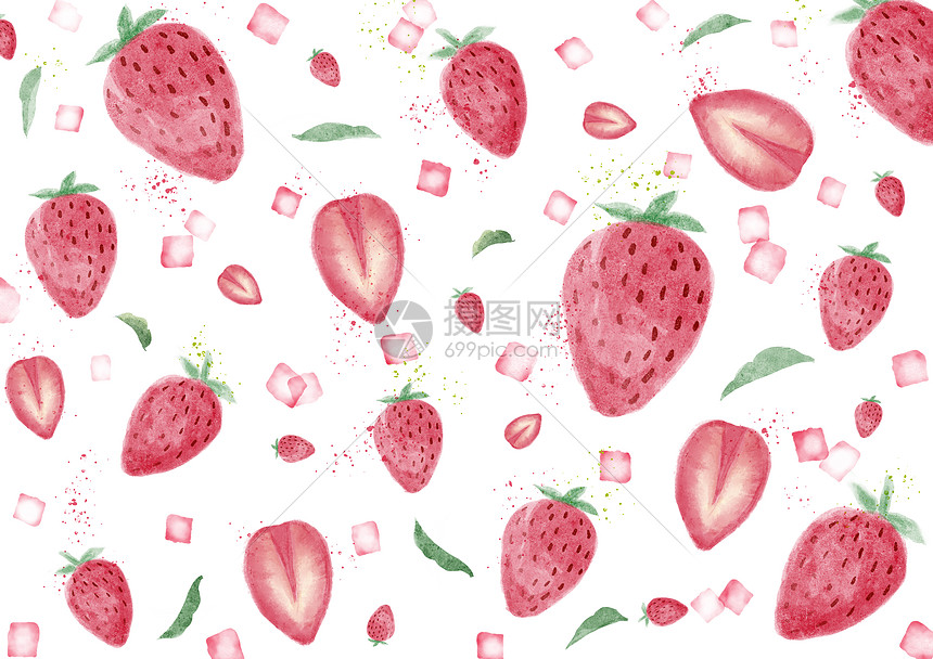 水彩森系草莓背景插画图片下载-正版图片401148351-摄