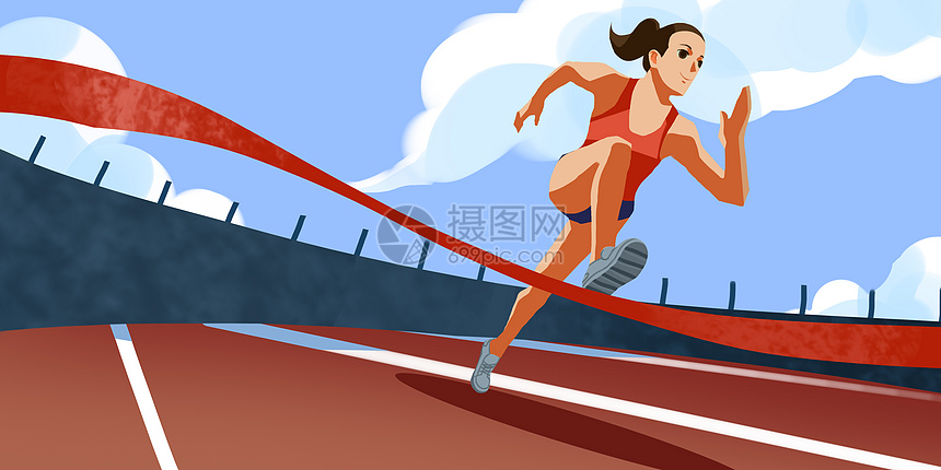 女孩运动会赛跑插画图片下载-正版图片401151202-摄图网