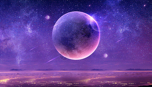 星球场景紫色星球高清图片