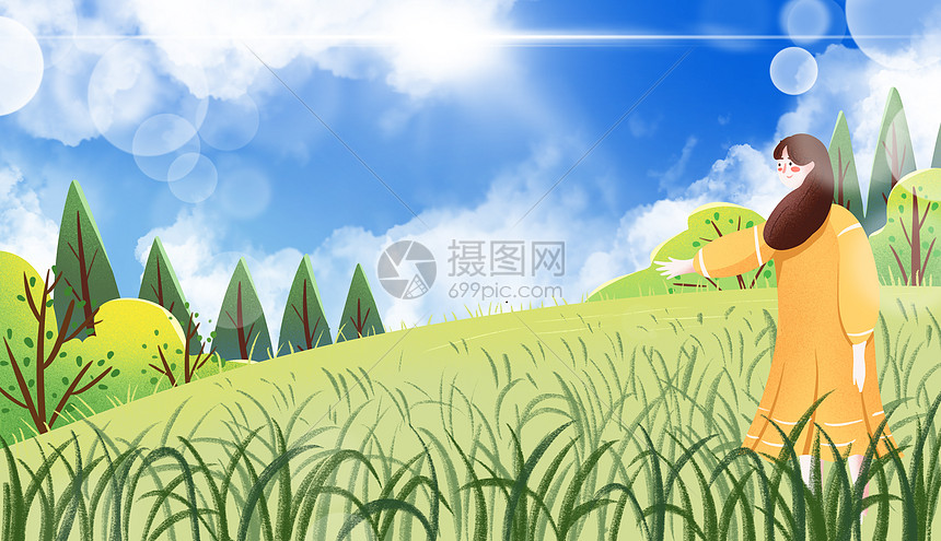 小清新手绘夏天插画图片