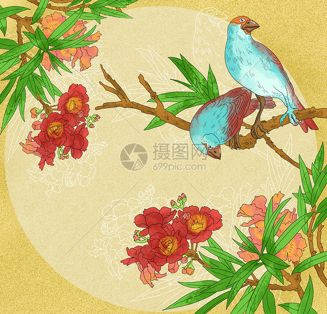中国风水墨工笔花鸟花卉向阳花图图片