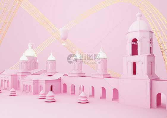 粉色城堡场景图片