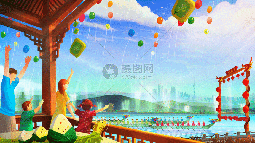 热闹的端午节gif端午节海报妈妈