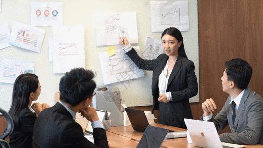 女性四肢疼痛办公室女主管开会gif高清图片
