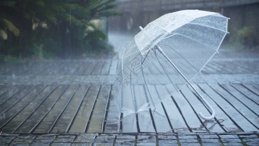 雨滴背景雨天路边的雨伞GIF高清图片