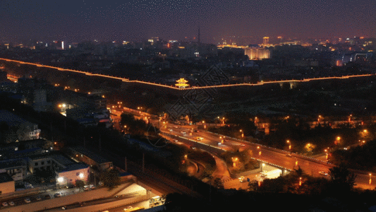 鸡血玉西安古城夜景GIF高清图片