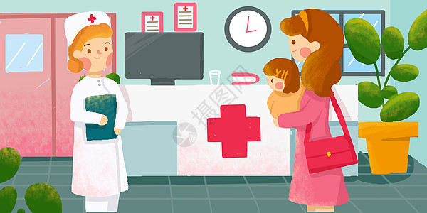 护士节患者在医院咨询问诊背景图片