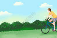 夏季骑自行车的男孩GIF图片