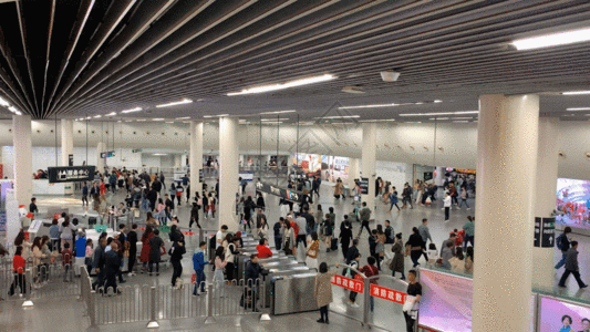 机场航站楼上海地铁站换乘人流延时GIF高清图片