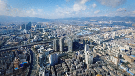 昆明城市高楼楼群航拍GIF高清图片