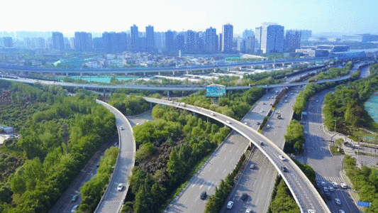 公路航拍城市交通 GIF高清图片