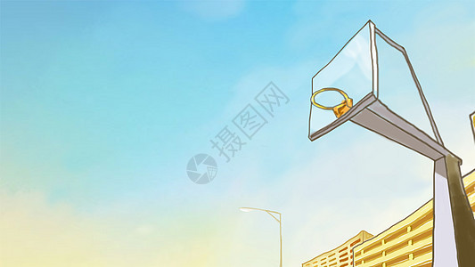 手绘篮球架背景图片