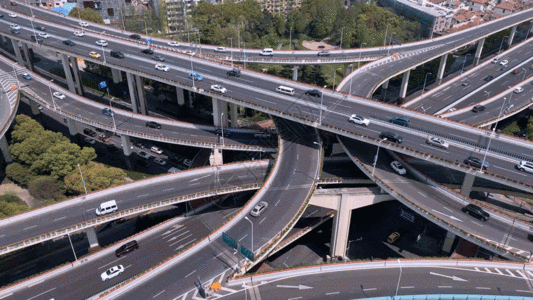 吴江路生煎高架桥上的车辆运动gif高清图片